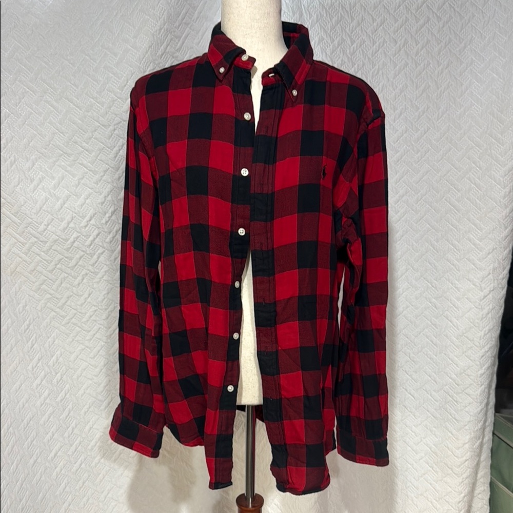 Polo by Ralph Lauren Red and Black Casual Button Down Shirt - Picture 2 of 3
